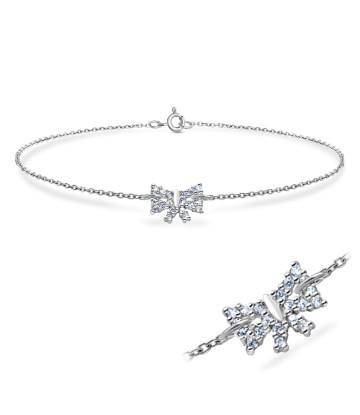 Elegant Bow with CZ Stones Silver Bracelet BRS-125